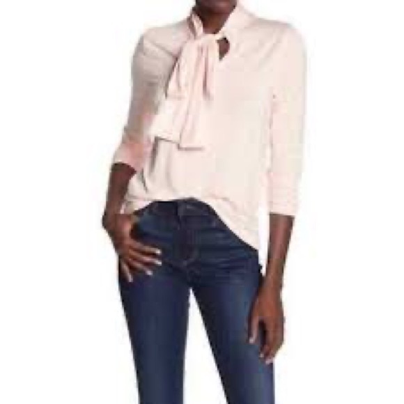 J Crew 365 NWT Stretch Blush Pink Tie Neck Blouse - Picture 4 of 10